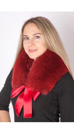 Red-cherry fox fur collar-neck warmer